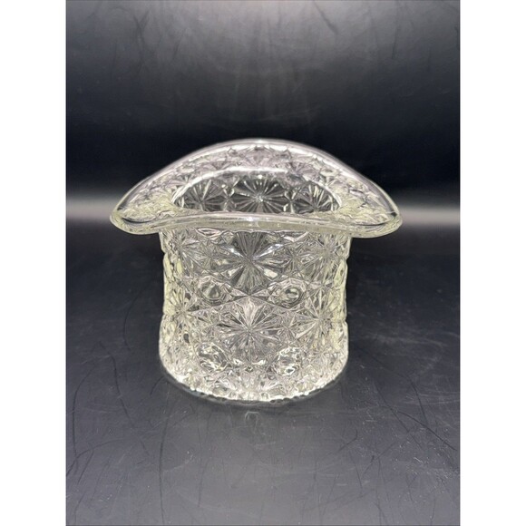 Vintage Fenton Daisy Button Clear Glass Top Hat Glassware - Picture 1 of 7
